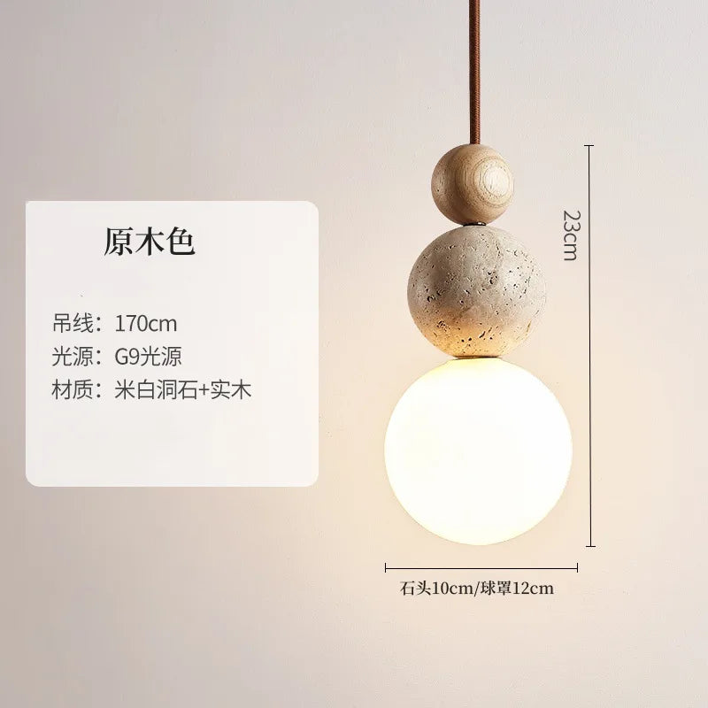 Travertine Stone Pendant Chandelier for Bedroom and Dining Room