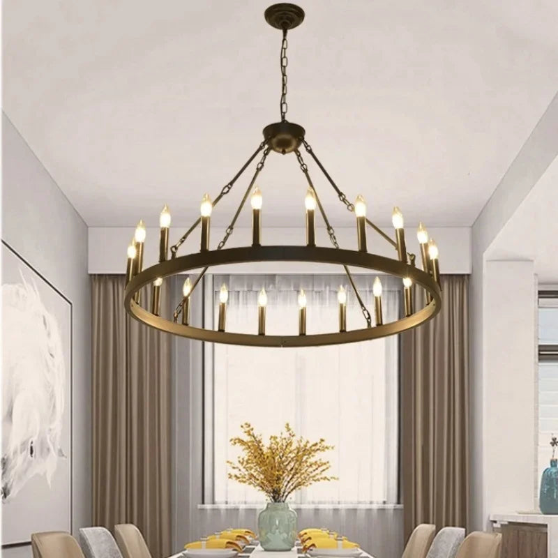 Afralia™ Black Metal LED Pendant Chandelier for Living Room and Stairs