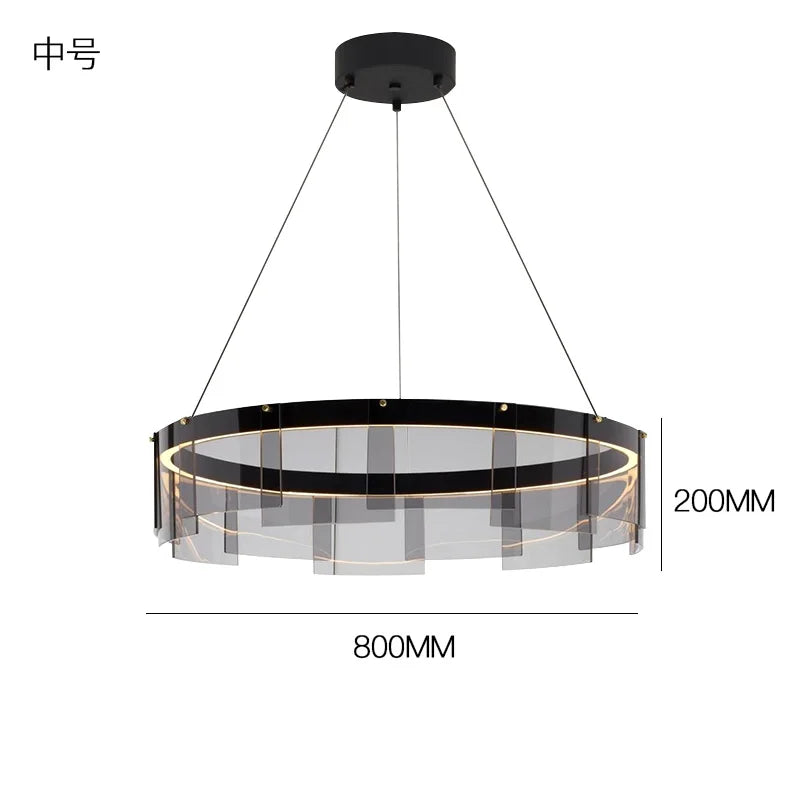 Stratos Glass LED Chandelier Rings for Dining Hall Bedroom Luxury Lighting