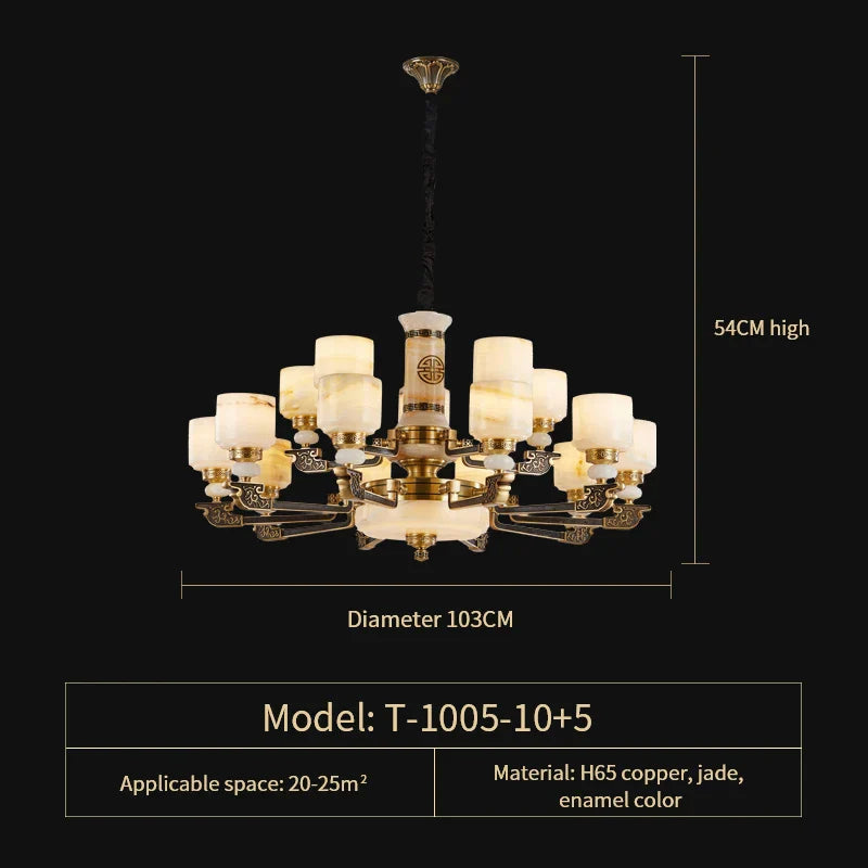 Luxury Zinc Alloy Jade Chandelier for Living Room, Villa, and Restaurant