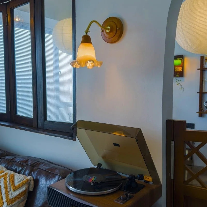 Afralia™ Cracked Glass LED Wall Lights - Vintage Copper Finish