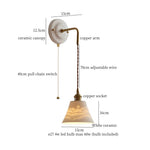 Afralia™ Adjustable LED Wall Sconce Lamp Stripe Ceramic Copper Mirror Bedside
