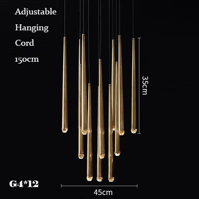 Retro Copper Gold Chandelier Pendant Light for Living Room Dining Bar