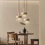 Wood Nordic LED Hanging Pendant Light Yellow Travertine Modern Balcony Bedroom Restaurant