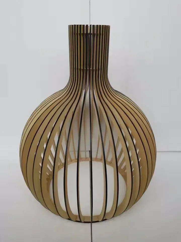 Wooden Bird Cage Pendant Lamp - Nordic Ceiling Hanging Light for Dining Room