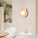 Nordic Stone Wood Wall Sconce Light Fixture for Bedroom, Wabi-sabi Design