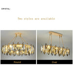 Oval Crystal Chandelier LED Pendant Lamp for Dining Room & Living Room