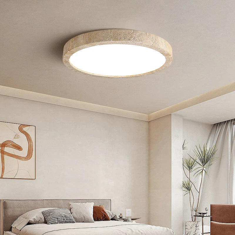 Travertine Stone LED Ceiling Light for Modern Nordic Living Room