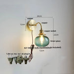 Green Class Ball LED Wall Light with Copper Socket for Bedroom Living Dining Room