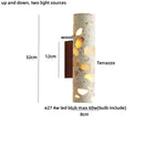 LED Wall Sconce Modern Nordic Wood Canopy Terrazzo Bathroom Mirror Light