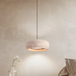 Afralia™ Wood Canopy LED Pendant Light for Kitchen Restaurant Bedroom Stone Hanging Lamp