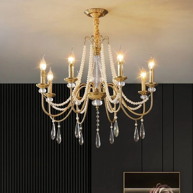 Luxury Crystal Chandelier Foyer Pendant Light American Style Home Decor