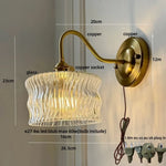 Clear Glass Wall Sconce LED Lights Modern Nordic Copper Bedside Lamp