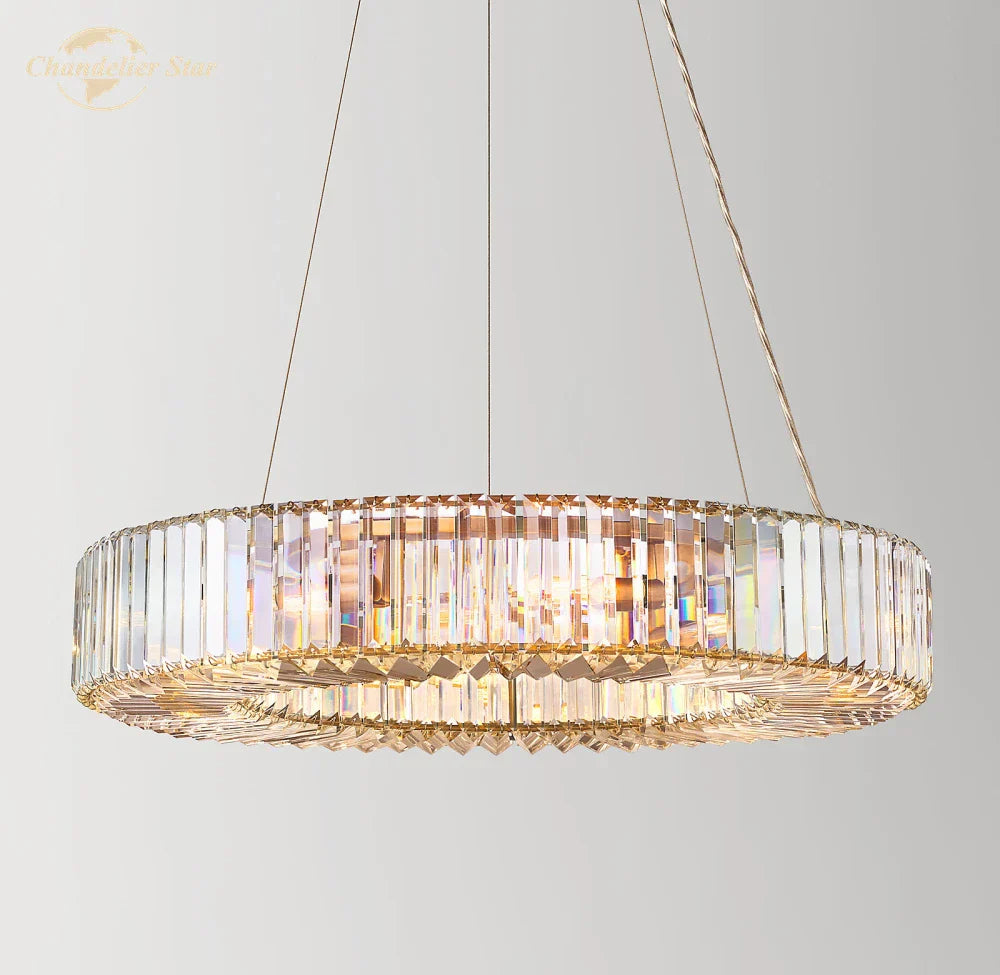 Crystal Halo Pendant Light: Elegant Chandelier for Bedroom Living Room Dining Room Decor