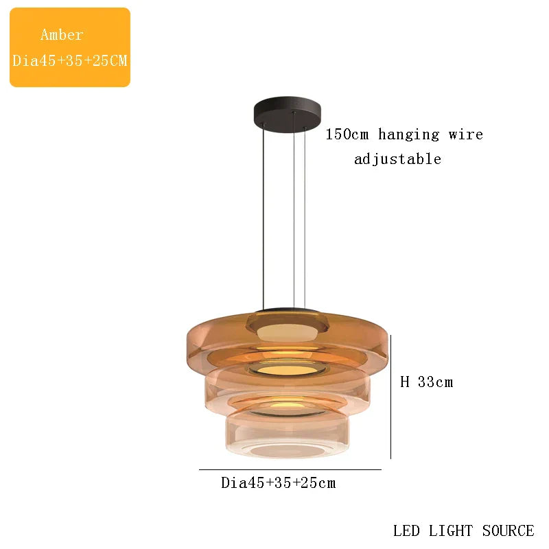 Glass Plate Ceiling Pendant Lights LED Fixture