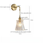 Brass Glass LED Wall Sconce Light for Living Room, Bedroom, Bathroom
