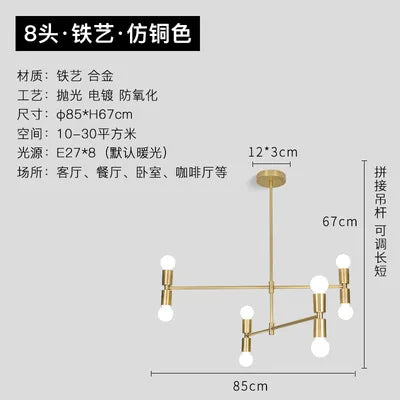 Modern Black Gold Chandelier Branch Design for Loft Bedroom Living Room Nord Fashion Atomium.