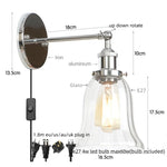 Loft Clear Glass Rustic LED Wall Light - Industrial Style Iron Wall Lamp