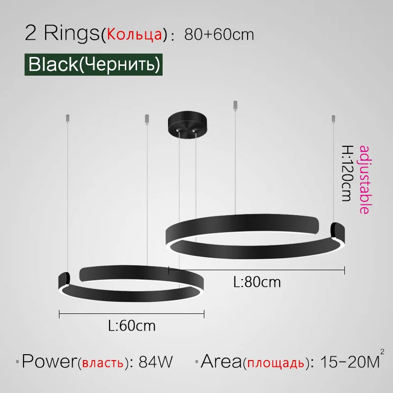Nordic Ring LED Pendant Chandelier for Home Living Dining Kitchen Lighting