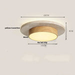 Japan Style LED Ceiling Light Yellow Travertine Stone Wood Base Bedroom Luminaire.