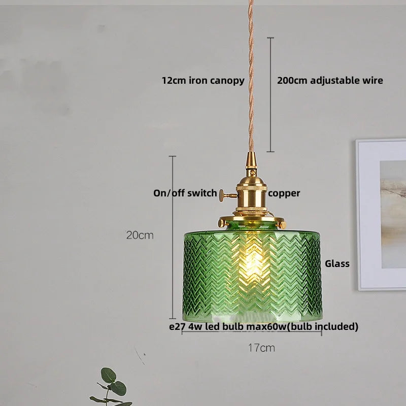 Clear Glass LED Pendant Light Fixture with Copper Socket for Modern Home Decor