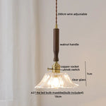 Walnut Glass Pendant Lamp: Nordic LED Hanging Light Fixture for Dining Room, Bedroom, Bar