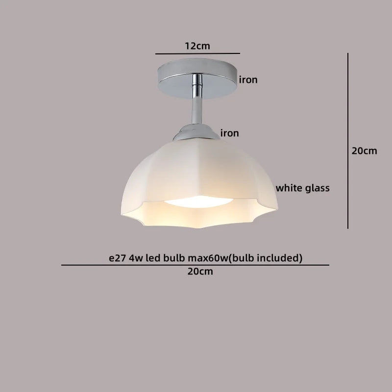 Copper Glass LED Ceiling Light for Indoor Balcony Kitchen Porch Decor