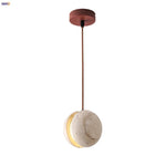 Yellow Travertine LED Pendant Light: Nordic Modern Hanging Lamp