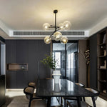 Black Gold Glass LED Chandelier for Living Room Bedroom Restaurant