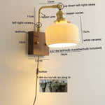 Walnut Ceramic LED Wall Lamp Pull Chain Switch - Modern Bathroom Mirror Light