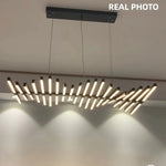 Modern Luxury LED Chandelier Adjustable Pendant Light Black/White Metal