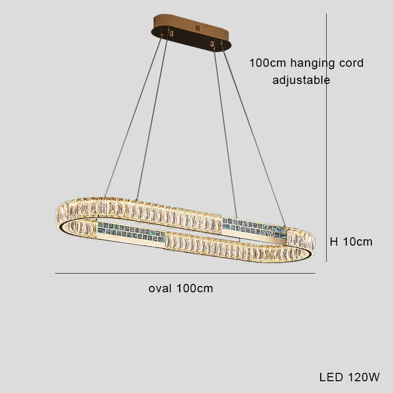 Crystal Ring Ceiling Chandelier | Stainless Steel | Luxury Home Decor