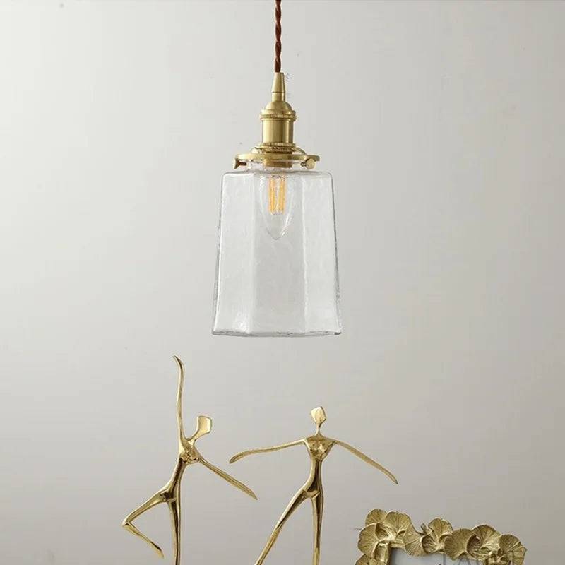 Copper Glass LED Pendant Lights Modern Hanging Lamp for Bar Bedroom Living Room