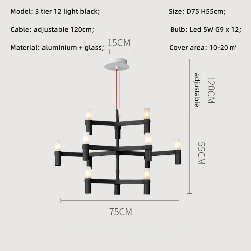 Afralia™ Metal Pendant Chandelier LED Lighting Fixture for Modern Luxury Foyer, Stairs & Indoor