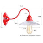 Afralia™ Edison Red LED Wall Lights - Iron Industrial Vintage Bedside Lamp