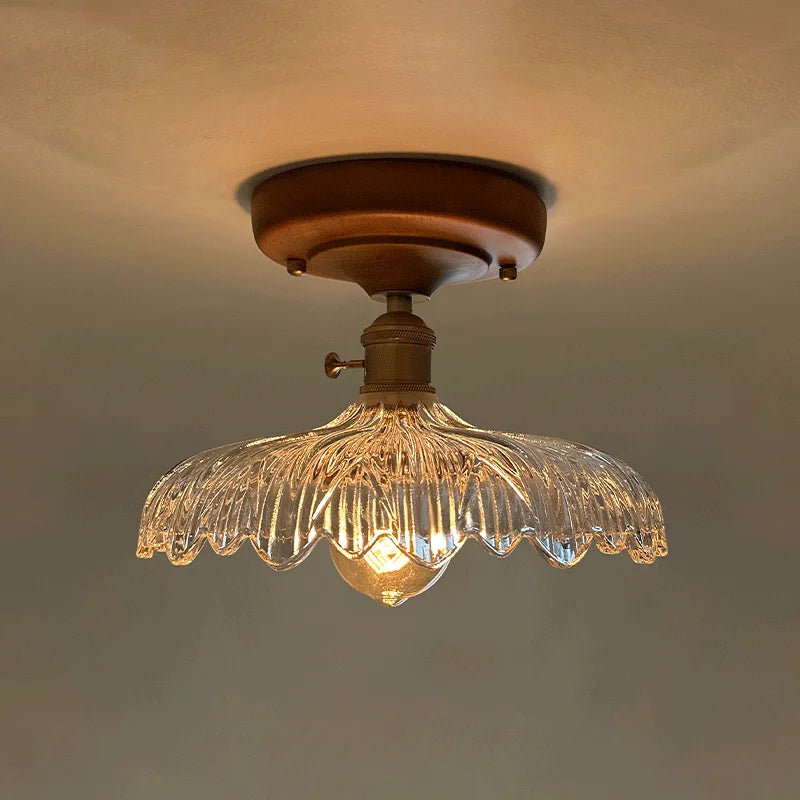 LED Glass Wood Ceiling Light Modern Plafondlamp for Living Room