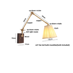 Wood Rotatable 2-Arm LED Wall Sconce with Pull Chain Switch