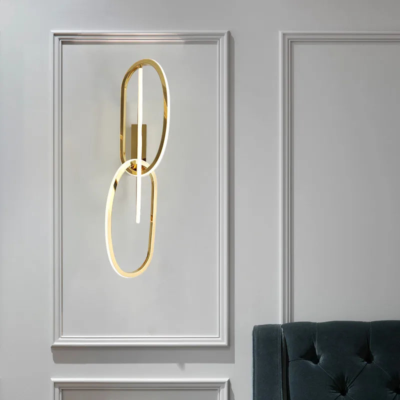 Gold LED Wall Sconce Dimmable Lighting Fixture Polished Steel Modern Luminarias