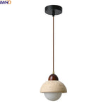 Yellow Travertine LED Glass Pendant Light - Japanese Style Living Room Fixture