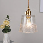 Clear Leaf Glass LED Pendant Copper Switch Kitchen Dining Room Light