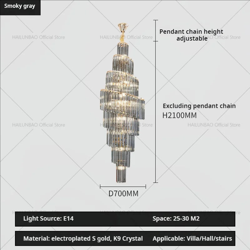 Crystal Chandelier for Penthouse Villa Living Room - Modern Light Luxury Design