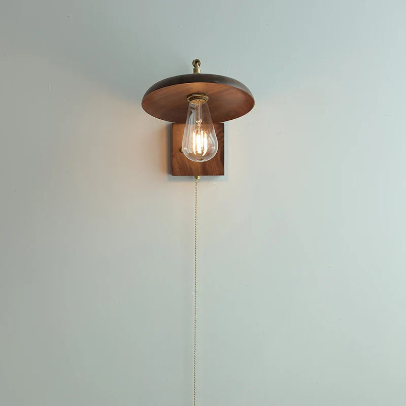 Copper LED Wall Light Sconce Pull Chain Switch Rotatable Bedside Lamp