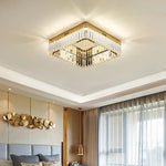 Afralia™ Crystal LED Dimmable Ceiling Lights: Modern Square Steel Fixture for Living Room