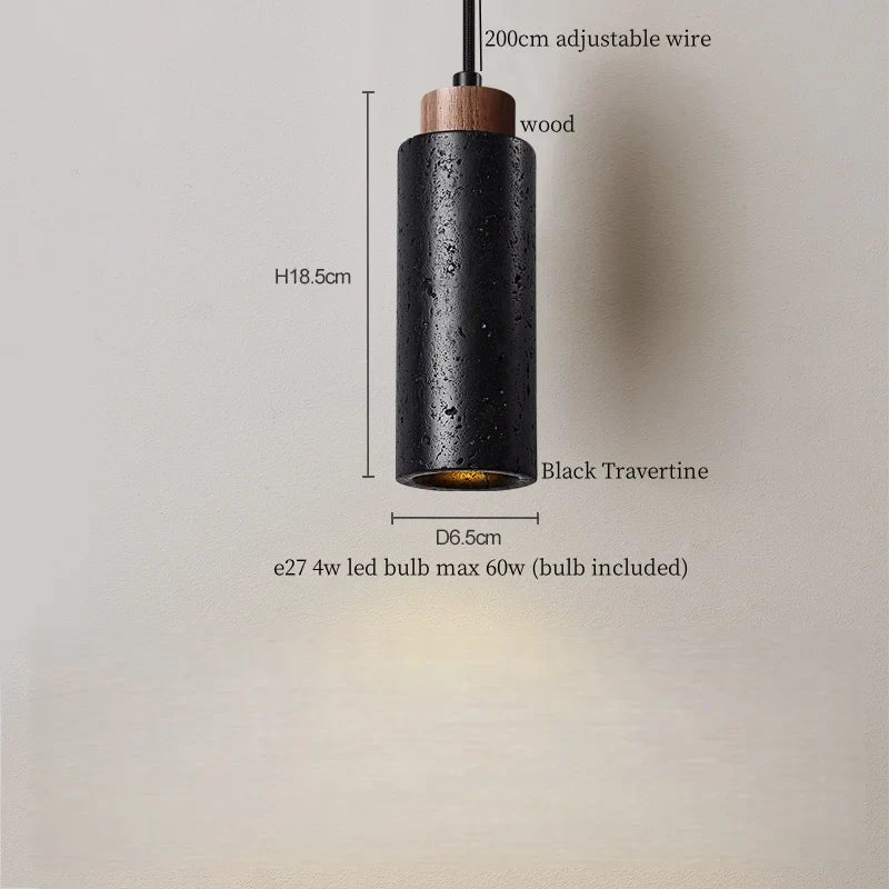 Black Travertine Pendant Light - Nordic Minimalism LED Pendant Lamps for Living Dining Room