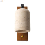 Wooden Canopy LED Wall Lights Modern Yellow Stone Bedside Lamp