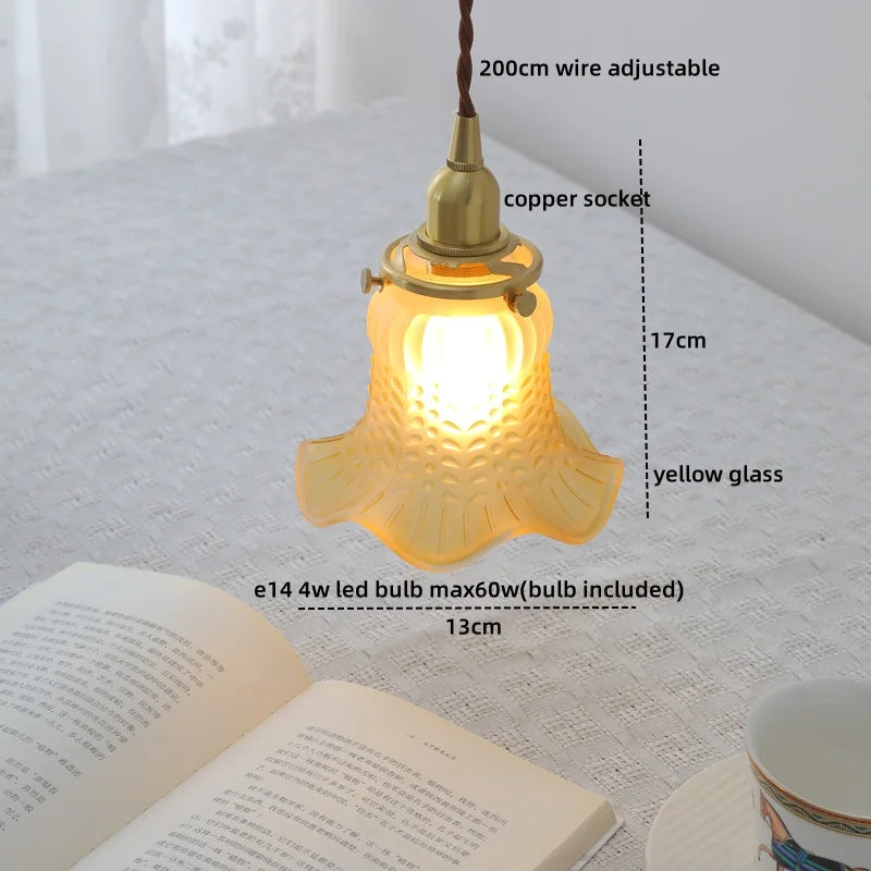 Copper Glass LED Pendant Lamps Modern Style Nordic Hanging Light Fixtures