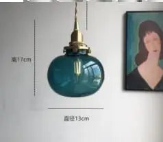 Blue Glass Pendant Lights for Bedroom Dinning Living Room
