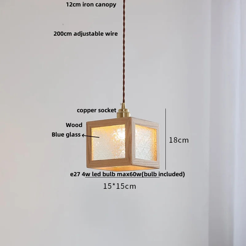 Nordic Glass & Wood LED Pendant Light for Kitchen, Cafe, Bar - Modern Hanging Fixture