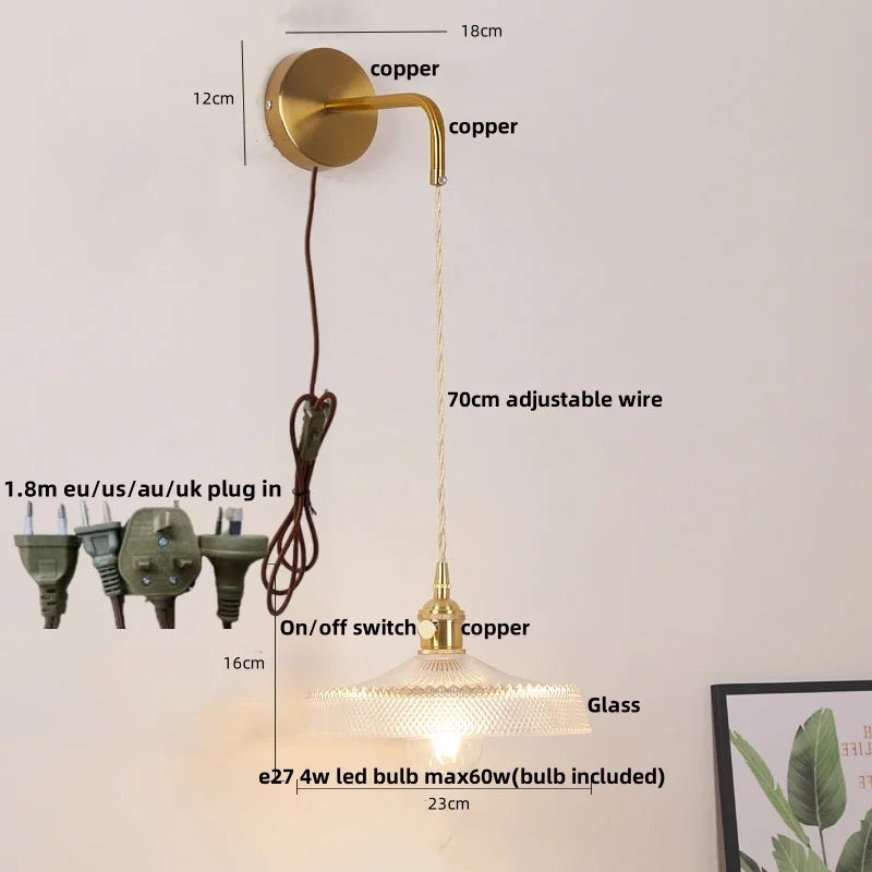 LED Wall Lights Bar Bedroom Study Clear Glass Bedside Lamp Modern Stair Light Fixtures