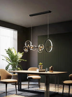 Black Postmodern Bubble Glass Chandelier with Multi Clear Balls